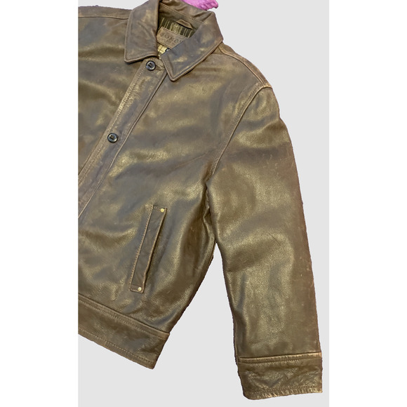 Sonoma Men’s XL Brown Leather Jacket Coat beautiful distressed chocolate brown - Picture 3 of 11